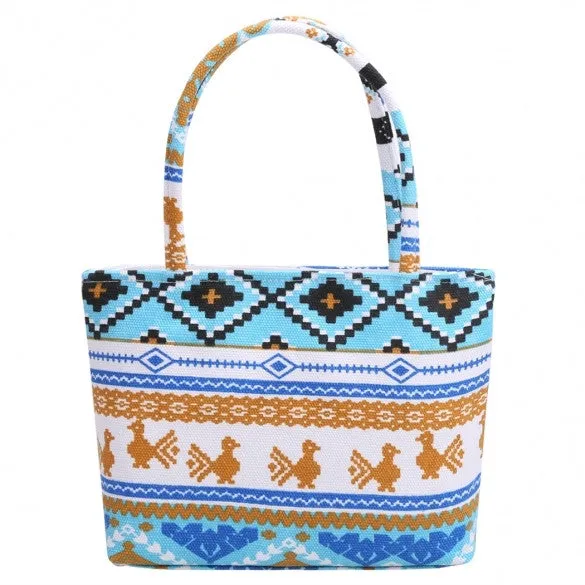 Women Canvas Single Shoulder Casual Print Tote Handbag