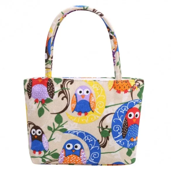 Women Canvas Single Shoulder Casual Print Tote Handbag