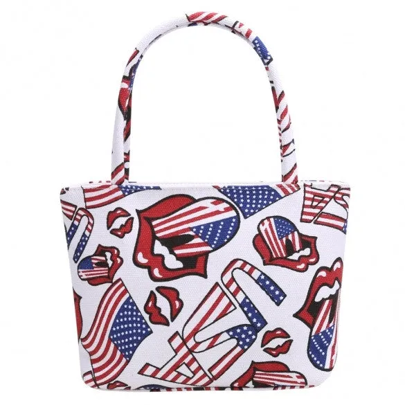 Women Canvas Single Shoulder Casual Print Tote Handbag