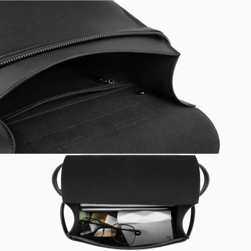 Womens Small Black Leather Backpack Purse Genuine Leather Zip Backpack Handbag for Women